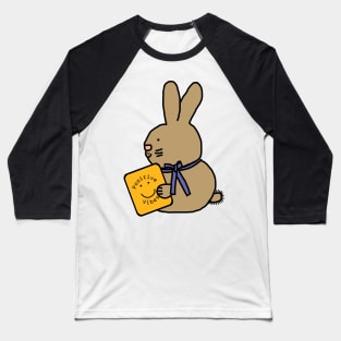 Cute Bunny Rabbit with Positive Vibes Smiley Face Baseball T-Shirt